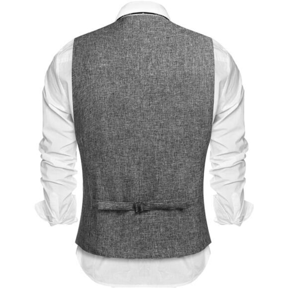 Men's Casual Business Vests Lightweight Waistcoat Slim Fit Suit Vest - Picture 2 of 6